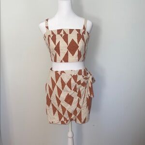 Forever 21 Geometric Patterned Tan and Brown Skirt